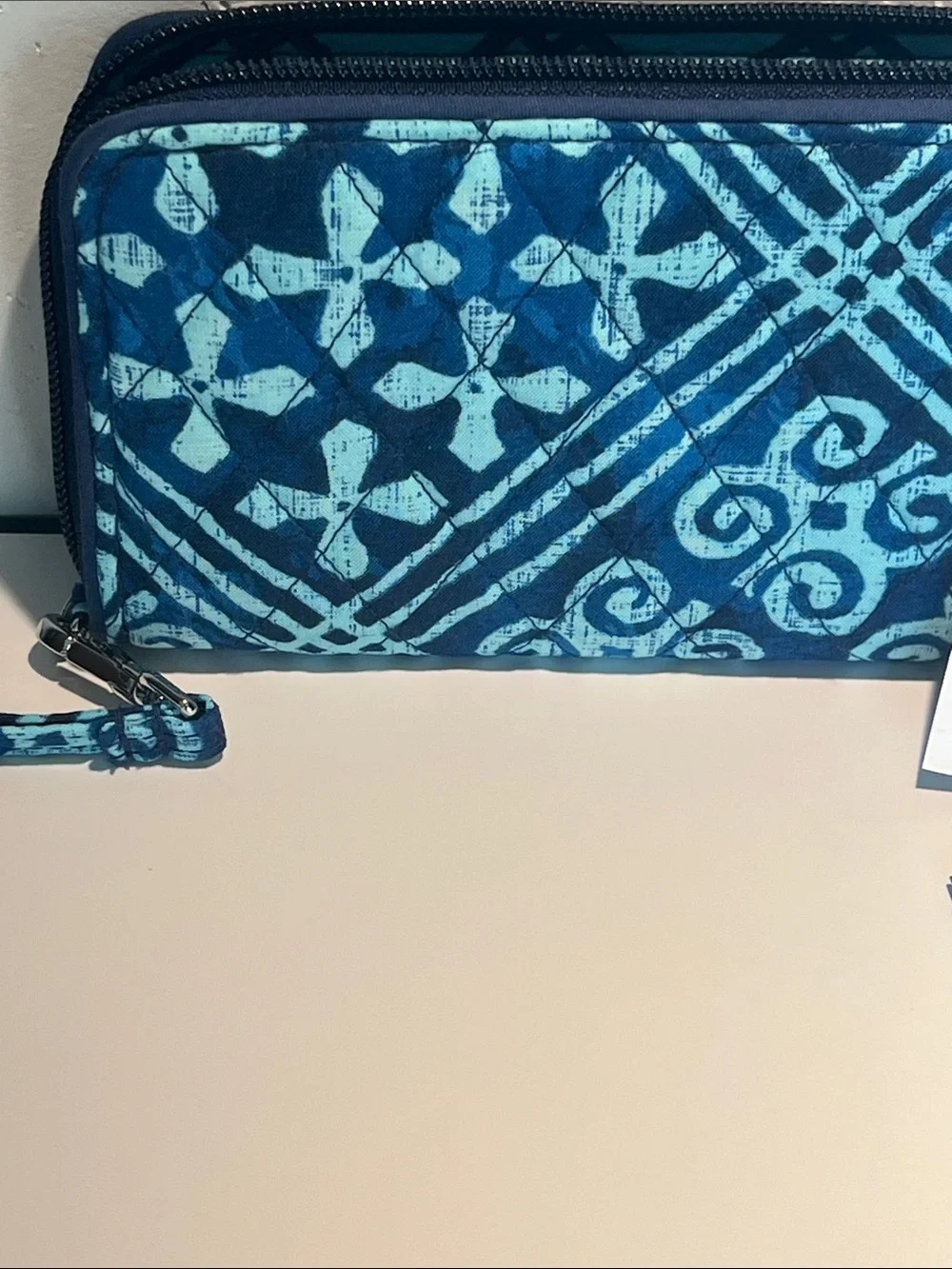 Vera Bradley Teal and Navy Patterned Zip Wallet